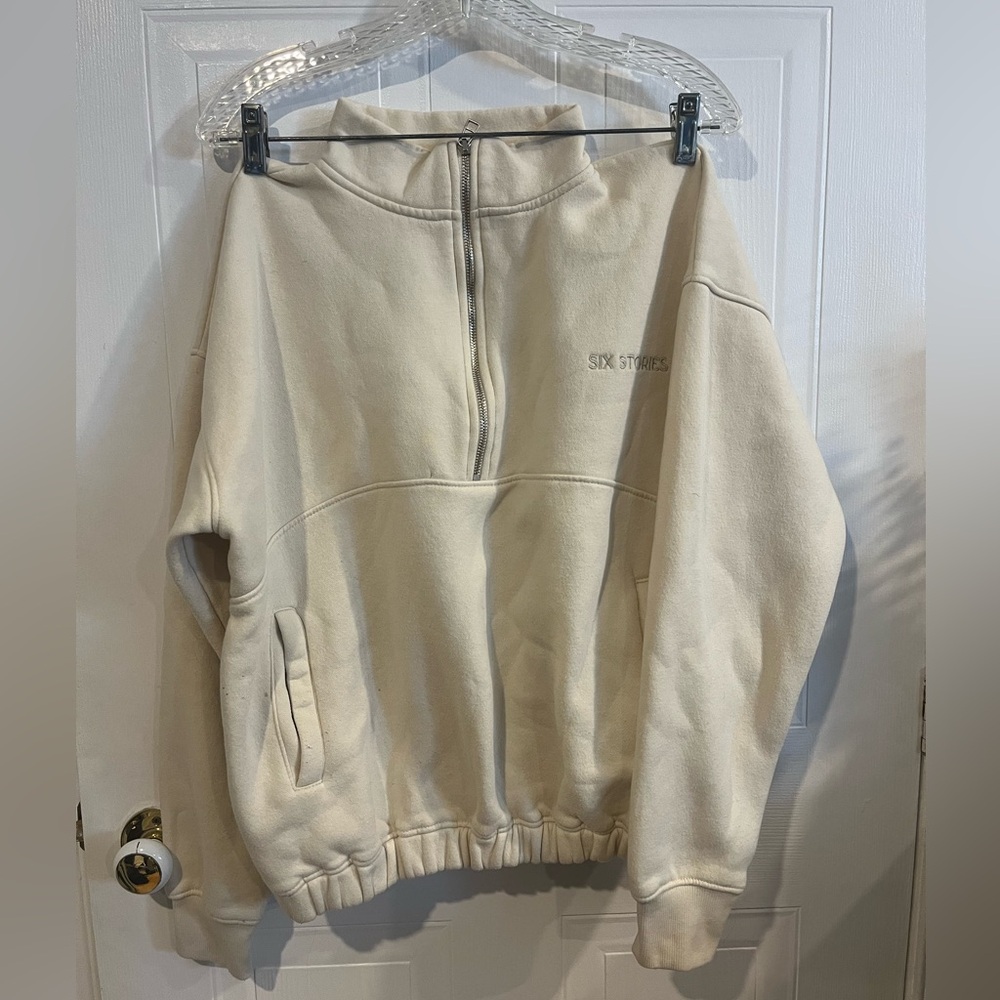 Sand Stories Cream Half-Zip Sweatshirt